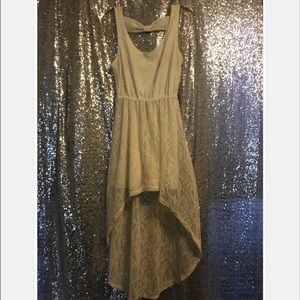 LACE High Low White Dress Bow Detail  on Back